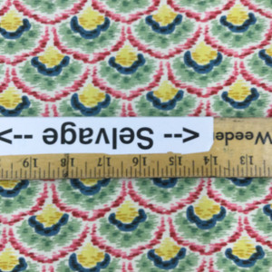 Scalloped Design in Pink / Green / Blue / Yellow | Home Decor Fabric | Cotton | 54 Wide | By the Yard