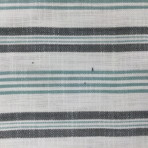 Striped Fabric in Mind Green / Off White / Grey | Upholstery | Heavy Weight | 54" Wide | By the Yard | "Peerless" Slate