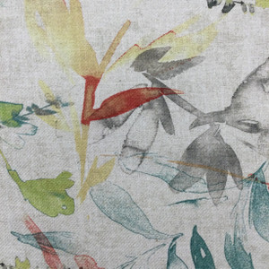 Watercolor Floral | Upholstery Fabric | Beige / Green / Red / Grey | Fleece-Backed | Heavyweight | 54" Wide | By the Yard | Aryna in Lily