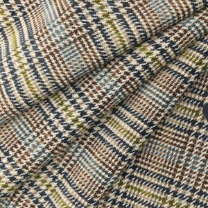 Plaid Jacquard Fabric in Navy Blue / Tan / Brown / White / Green | Upholstery | Heavy Weight | 54" Wide | By the Yard | Cody in Pheasant