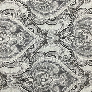 Paisley Home Decor Fabric | Grey / Off White | Upholstery / Drapery | 54" Wide | By the Yard | Kelly Ripa Home "Pretty Witty" Ebony