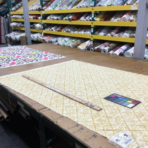 Batik Diamond Geometric Fabric | Mustard Yellow and Off-White |  Home Decor / Drapery | 54" Wide | By the Yard | Kalimba in Mustard