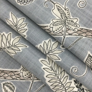 Contemporary Palm Tree Fabric | Grey / Brown / Yellow | Home Decor / Drapery | Linen Like | 54" Wide | By the Yard | Marshall in Chrome