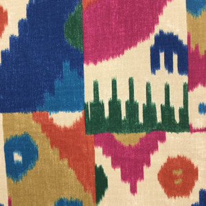 Bohemian Fabric in Pink / Green / Blue / Beige | Home Decor / Drapery | 54" Wide | By the Yard | Kaufmann Marmaris in Confetti | Teflon Shield