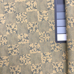 Contemporary Decorative Squares Fabric in Golden Tan and Olive Green | Upholstery / Slipcovers | Medium Weight | 54" Wide | By the Yard