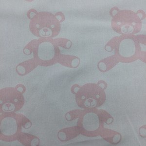 Teddy Bears | Home Decor Fabric | Pink / White | Baby / Juvenile Drapery | 54" Wide | By the Yard