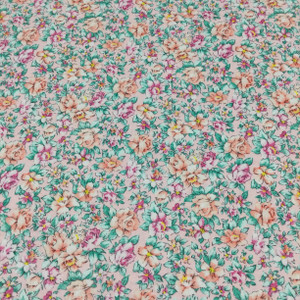 Floral in Pink / Peach / Green | Quilting Fabric | 44" Wide | 100% Cotton | By The Yard | Fabri-Quilt