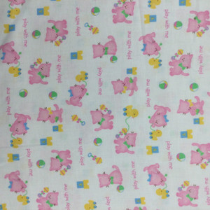 Playing Kittens in Pink / Green / Blue / White | Quilting Fabric | 44" Wide | 100% Cotton | By The Yard