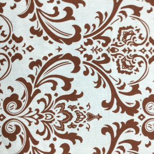 4.25 Yard Piece of Modern Damask Printed Fabric in Brown and Light Blue | Home Decor / Upholstery / Curtains | 54" Wide | By the Yard