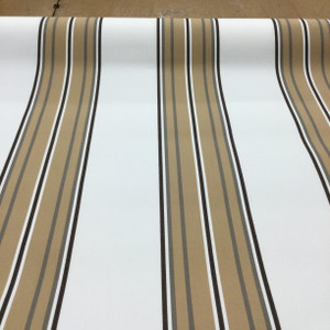 Decorative Stripes Indoor / Outdoor Fabric | Light Beige / White |  Water-friendly | Upholstery / Curtains | Sunbrella-Like | 54 Wide | By the  Yard