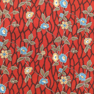 Floral in Red / Blue / Peach / Black | Quilting Fabric | 44" Wide | 100% Cotton | By The Yard | P&B Textiles "Antebellum Circa 1845"