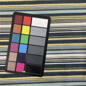 4 Yard Piece of Filmore in color Chambray | Stripes | Blues / Green / White | Medium Weight Upholstery / Drapery Fabric | 54" Wide | By the Yard