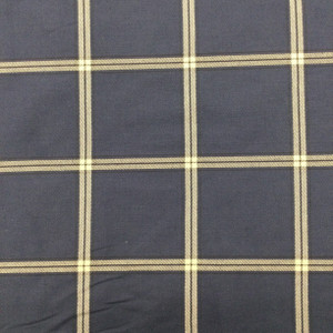 Windowpane Plaid Fabric in Navy Blue / Off-White / Black  | Upholstery / Slipcovers / Drapery | 54" Wide | By the Yard | Boone in Cobalt