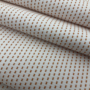 Dash Design Indoor / Outdoor Fabric | White and Orange | Water-friendly | Upholstery / Curtains | Sunbrella-Like | 54 Wide | By the Yard
