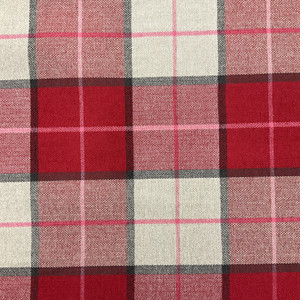 Herringbone Plaid Jacquard Fabric | Red / Beige / Pink / Black | Upholstery | 54" Wide | By the Yard | Italia chenille in Venice
