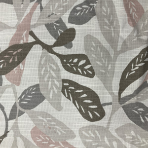 Botanical Leaves Home Decor Fabric | Grey / Taupe / Pink / Off White | Curtains / Light Upholstery | 100% Cotton | 54" Wide | By the Yard | PKL Studio "Field Notes" in Biscotti