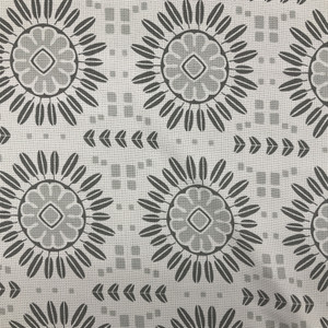 Modern Floral Home Decor Fabric | Grey and White | Curtains / Light Upholstery | Cotton / Rayon | 54" Wide | By the Yard