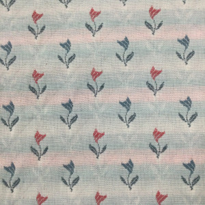 5.5 Yard Piece of Country Floral Jacquard Fabric | Grey / Blue / Red | Heavyweight Upholstery | 54" Wide | By the Yard