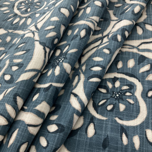 Richloom Platinum Inaki Slub Duck Indigo | Medium/Heavyweight Duck, Woven Fabric | Home Decor Fabric | 54" Wide