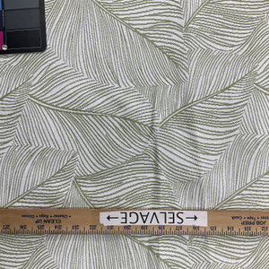 Richloom Fortress Clear Flutter in Kiwi | Upholstery Fabric | Leaf Design in Green and White | Heavyweight | 54" Wide | By the Yard