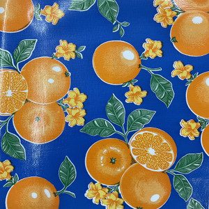 Oilcloth Oranges Blue | Heavyweight Oilcloth Fabric | Home Decor Fabric | 47" Wide