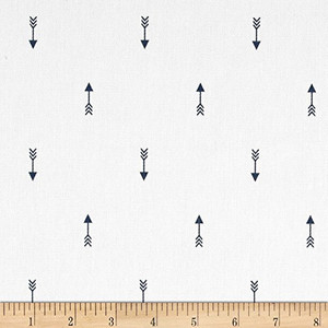 Premier Prints Mini Arrow Twill White/Premier Navy | Medium Weight Twill Fabric | Home Decor Fabric | 54" Wide