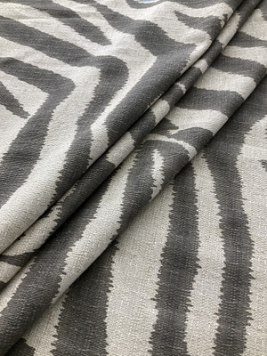 Lacefield Designs Zebra Ikat Steel FlaxBasketweave | Medium/Heavyweight Basketweave Fabric | Home Decor Fabric | 55" Wide