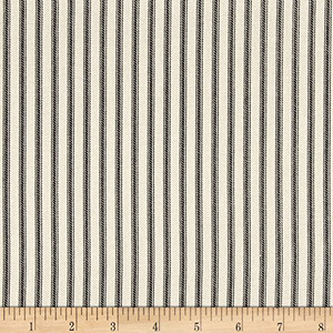 Magnolia Home Fashions Berlin Ticking Stripe Duck Black | Medium Weight Duck Fabric | Home Decor Fabric | 54" Wide