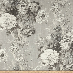 Distressed Floral on Grey Sheer Fabric