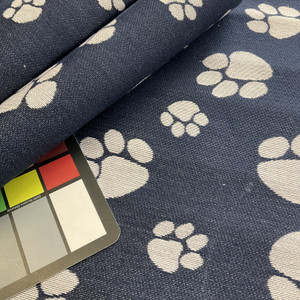 Crypton Home Pet Paws Jacquard Denim | Very Heavyweight Jacquard Fabric | Home Decor Fabric | 58.5" Wide