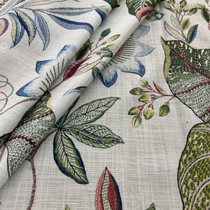 Tracey in Flora | Large Scale Floral in Citrus / Pink / Blue / Taupe |  Richloom Home Decor / Drapery Fabric | Linen Blend | 54 Wide | By the Yard