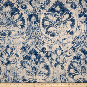 P Kaufmann Fiorano Damask Duck Blue Linen | Medium Weight Duck, Linen Fabric | Home Decor Fabric | 54" Wide