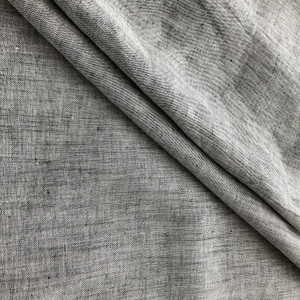 100% European Linen Yarn Dyed Chambray Black/White | Lightweight Chambray Fabric | Home Decor Fabric | 57" Wide