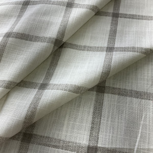 Premier Prints Modern Farmhouse Aaron Windowpane Slub Canvas Ecru | Medium Weight Canvas Fabric | Home Decor Fabric | 54" Wide