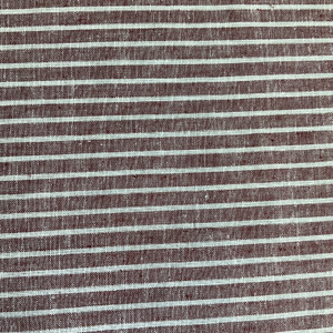 Linen Cotton Blend Double Stripe Red | Medium Weight Linen Fabric | Home Decor Fabric | 55" Wide