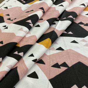 Cloud9 Organic Cotton Duck Wildlife Pink Mountain White/Pink Multi | Heavyweight Duck Fabric | Home Decor Fabric | 57" Wide