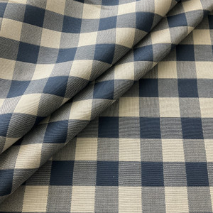EXCLUSIVE Sunbrella Check Me Out 45953-0008 Denim | Heavyweight Outdoor Fabric | Home Decor Fabric | 54" Wide