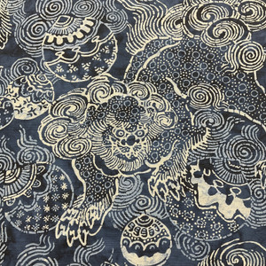 P Kaufmann Temple Lion Slub Woven Indigo | Medium Weight Woven Fabric | Home Decor Fabric | 54" Wide