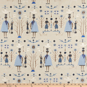 Hilary Farr Come Together Embroidered Dream Blue | Medium Weight Woven Fabric | Home Decor Fabric | 55" Wide