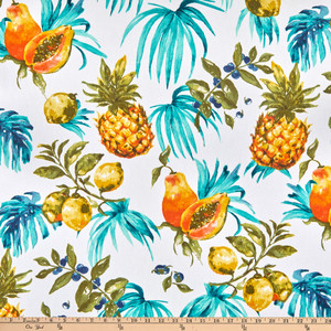 STOF France Citrus Twill Turquoise | Medium Weight Twill Fabric | Home Decor Fabric | 63" Wide