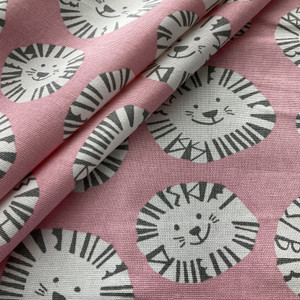 EXCLUSIVE Premier Prints Lazy Lion Cotton Duck Baby Pink | Medium Weight Duck Fabric | Home Decor Fabric | 54" Wide