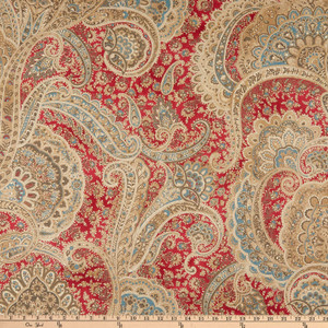 PKL Studio Sultan's Paisley Twill Cerise | Lightweight Twill Fabric | Home Decor Fabric | 54" Wide