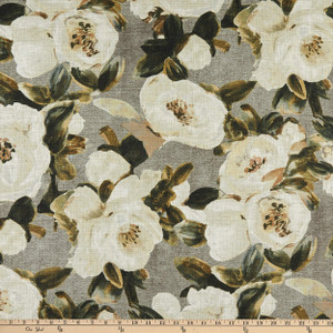 Rose Blossom Digital Linen Floral Print Dusk | Medium Weight Linen Fabric | Home Decor Fabric | 56" Wide