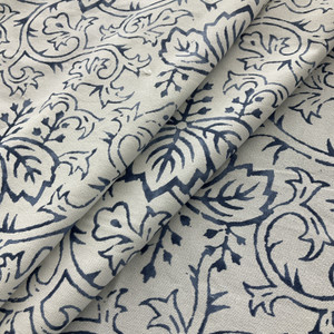 Laura & Kiran Wisteria Print Duck Peking Blue | Medium Weight Duck Fabric | Home Decor Fabric | 56" Wide