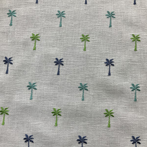 Covington Pindo Palm Embroidered Isle Waters | Medium Weight Woven Fabric | Home Decor Fabric | 51" Wide