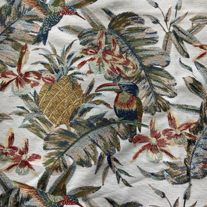 Claridge Home Amazonia Embroidered Woven Tropical | Medium Weight Basketweave Fabric | Home Decor Fabric | 54" Wide
