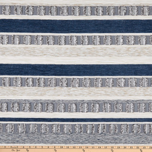 Performatex Fil Indiana Stripe Outdoor Chenille Indigo Blue | Medium/Heavyweight Chenille, Outdoor Fabric | Home Decor Fabric | 54" Wide