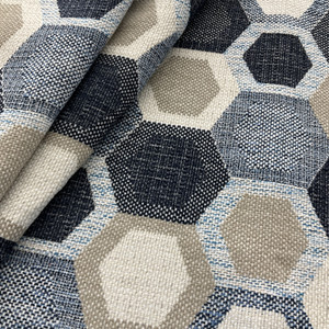 Performatex Hex City Outdoor Basketweave Bluenote | Very Heavyweight Outdoor, Basketweave Fabric | Home Decor Fabric | 54" Wide