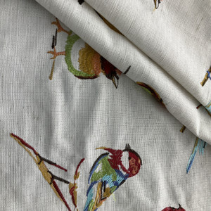 Claridge Home Birdsong Woven Embroidered Multi | Medium Weight Basketweave Fabric | Home Decor Fabric | 54" Wide