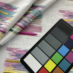 tfa Change It Up Embroidered Fuchsia | Medium/Heavyweight Duck Fabric | Home Decor Fabric | 53.6" Wide